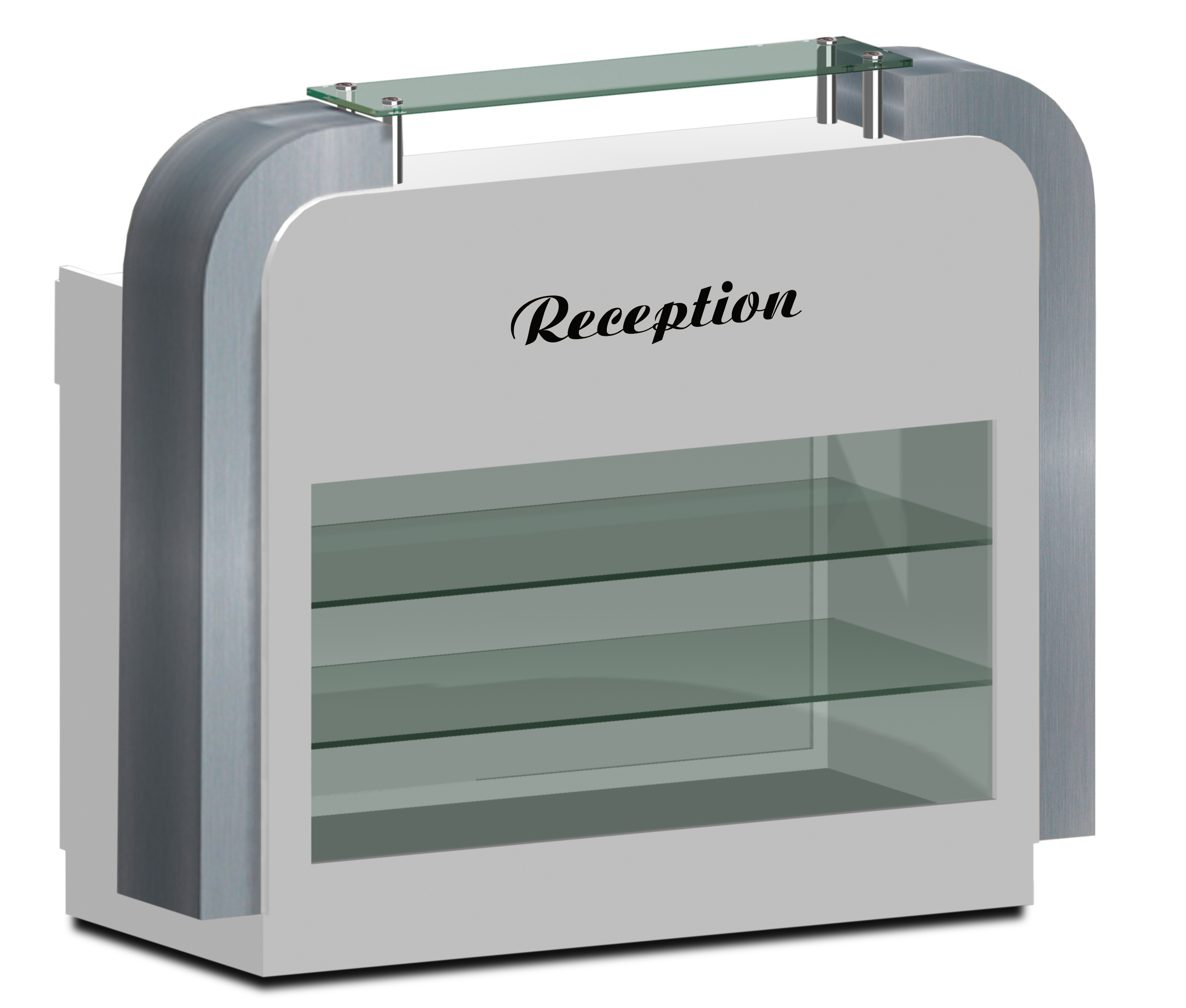 Reception Desk C-39 (White/Aluminum)